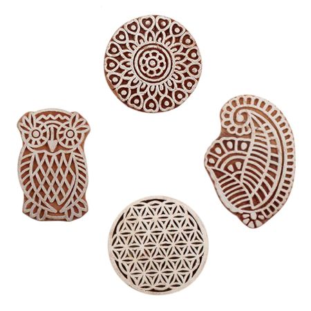 Set of 4 Piece New Mix Wooden Printing Blocks